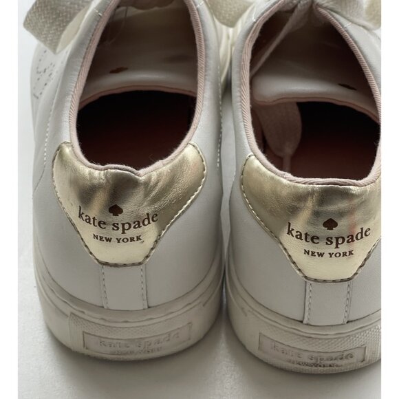 KATE SPADE Angelise White Gold Leather Lace Up Low Top Sneakers Size 8B - Picture 15 of 16